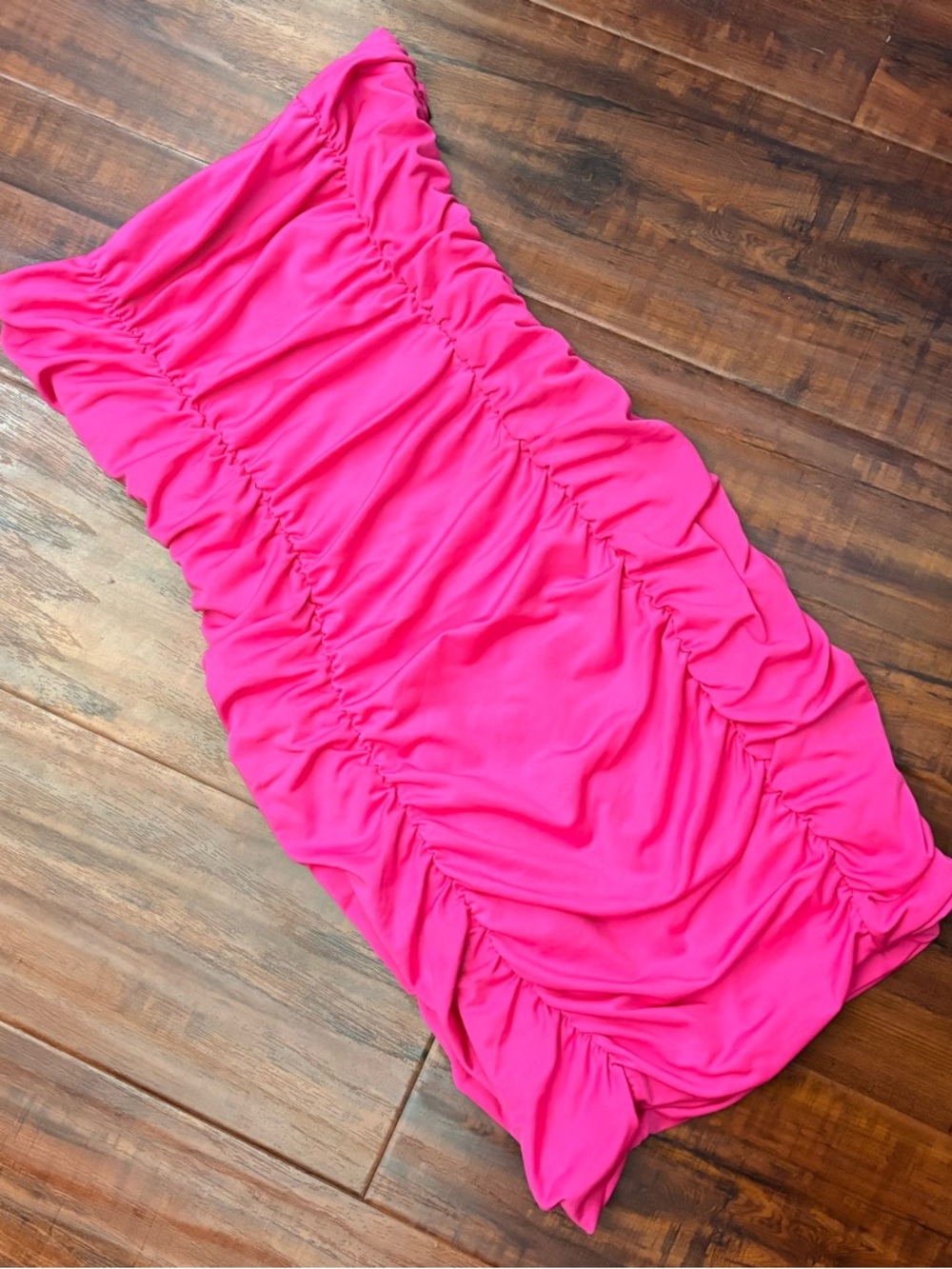 Like New Barbie Hot Pink Tube Top Ruched Mini Dress XS